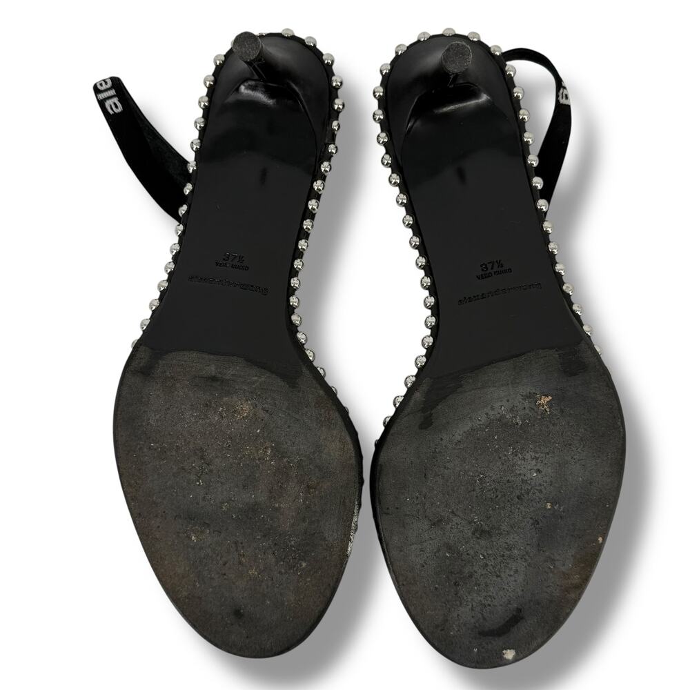 Alexander Wang Nova Kitten Low Heel Sandals Mens Sz 37.5 6.5 7 Black Studded - Picture 12 of 13